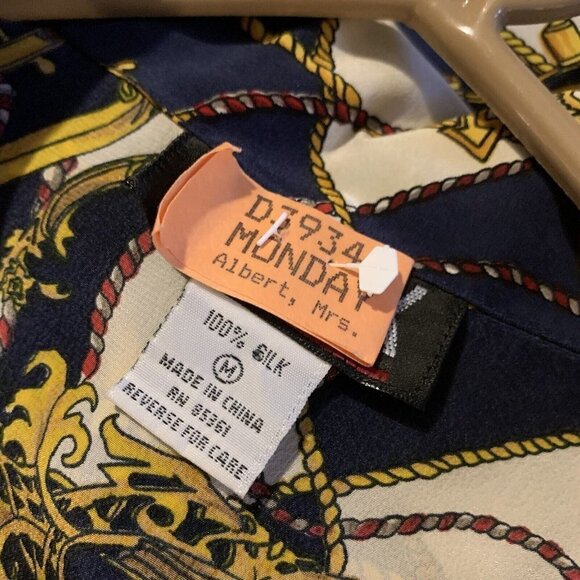 Vintage Quo Silk Nautical Shirt. Covered Buttons. Size M-XL. Dry Cleaned. WTC - Picture 5 of 6